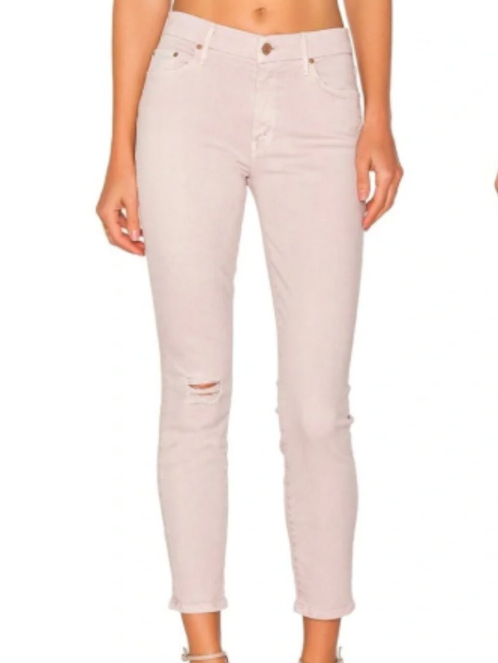 MOTHER The Looker Distressed Pink Crop Jean-Size 25